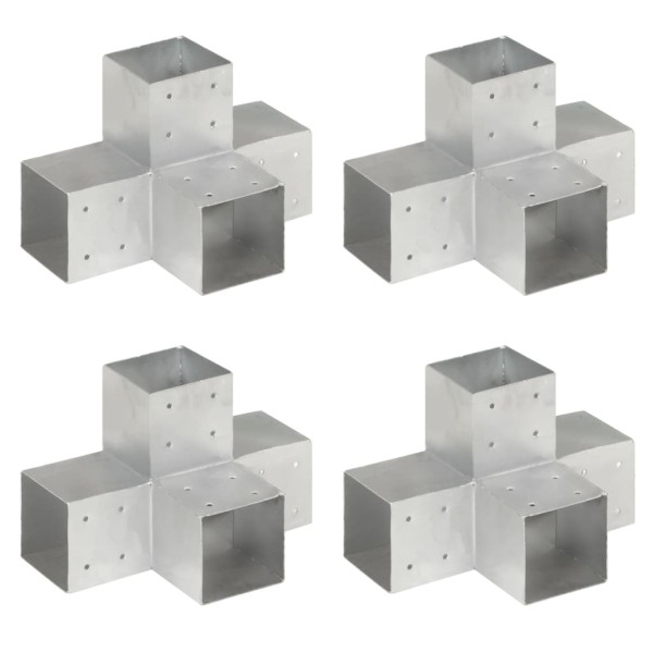 Conectores de postes en X 4 uds metal galvanizado 101x101 mm Conectores de postes en X 4 uds metal galvanizado 101x101 mm