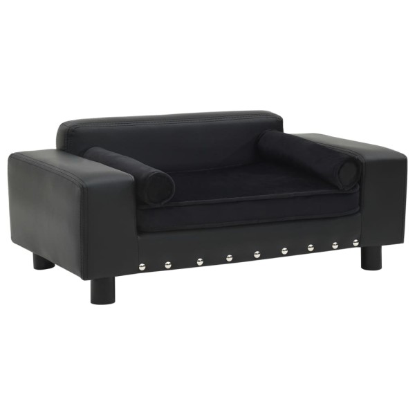 Sofá para perros felpa y cuero sintético negra 81x43x31 cm Sofá para perros felpa y cuero sintético negra 81x43x31 cm