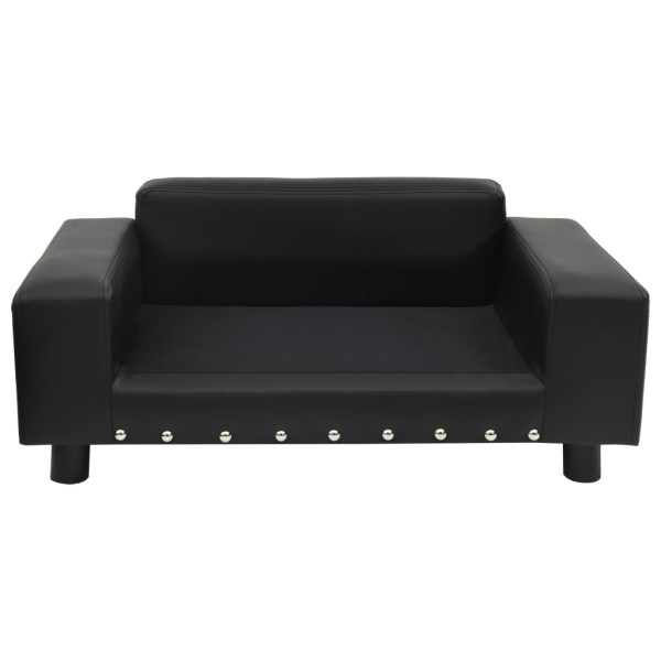 Sofá para perros felpa y cuero sintético negra 81x43x31 cm Sofá para perros felpa y cuero sintético negra 81x43x31 cm
