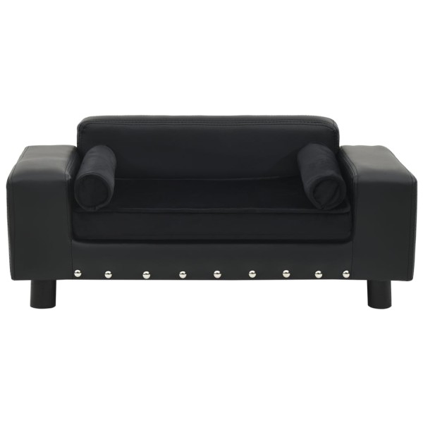 Sofá para perros felpa y cuero sintético negra 81x43x31 cm Sofá para perros felpa y cuero sintético negra 81x43x31 cm