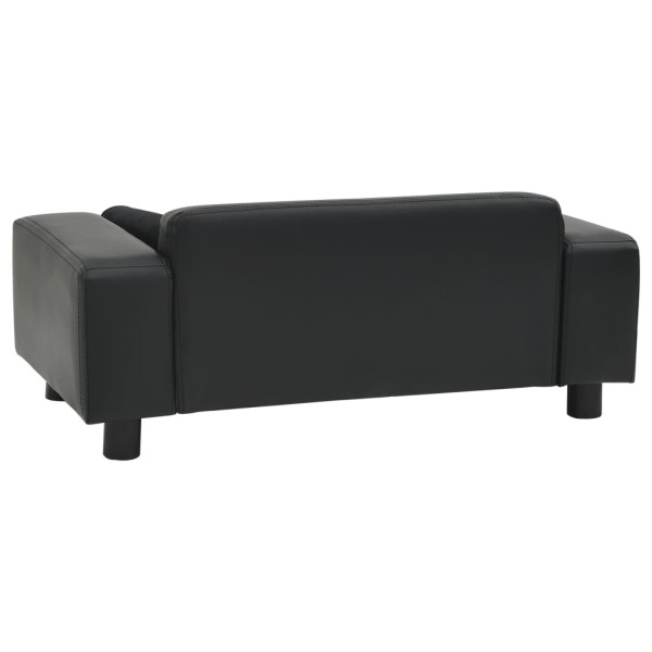 Sofá para perros felpa y cuero sintético negra 81x43x31 cm Sofá para perros felpa y cuero sintético negra 81x43x31 cm