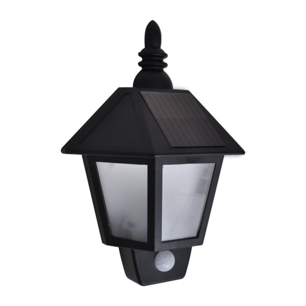 Lámparas de pared solares 2 uds con sensor de movimiento negro Lámparas de pared solares 2 uds con sensor de movimiento negro