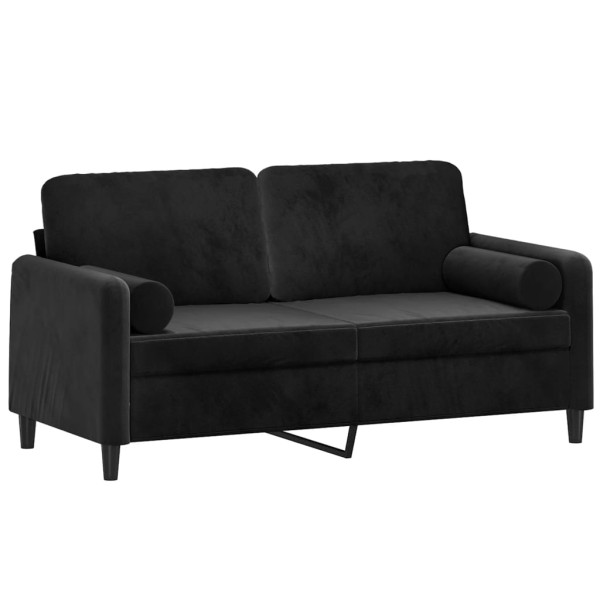 Sofá de 2 plazas con cojines terciopelo negro 140 cm Sofá de 2 plazas con cojines terciopelo negro 140 cm
