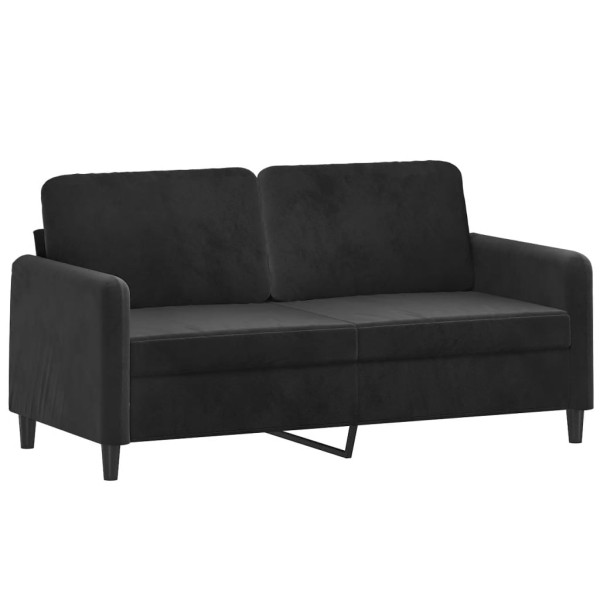 Sofá de 2 plazas con cojines terciopelo negro 140 cm Sofá de 2 plazas con cojines terciopelo negro 140 cm