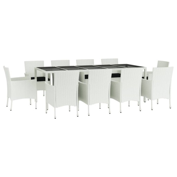Set comedor de jardín 11 pzas y cojines ratán sintético blanco Set comedor de jardín 11 pzas y cojines ratán sintético blanco