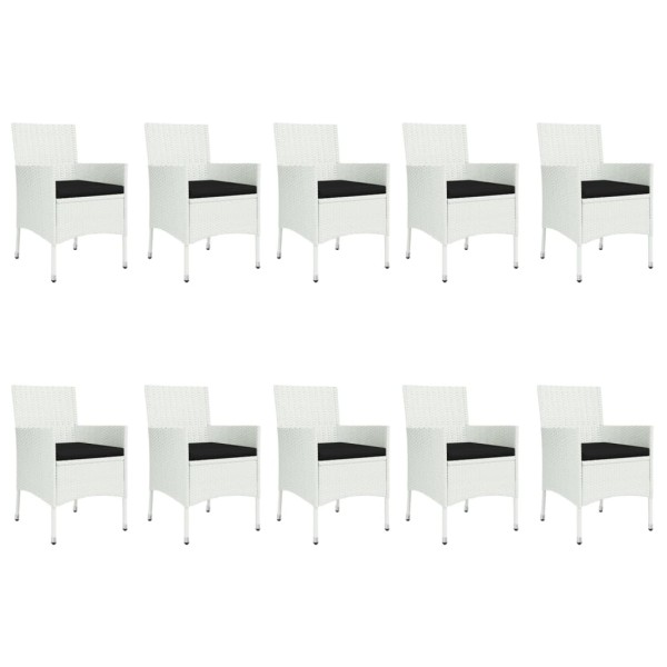 Set comedor de jardín 11 pzas y cojines ratán sintético blanco Set comedor de jardín 11 pzas y cojines ratán sintético blanco