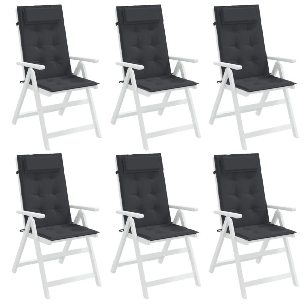 Cojines de silla con respaldo alto 6 uds tela Oxford negro Cojines de silla con respaldo alto 6 uds tela Oxford negro