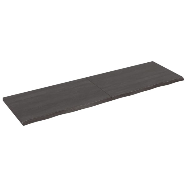 Estante pared madera roble tratada marrón oscuro 200x60x(2-4)cm Estante pared madera roble tratada marrón oscuro 200x60x(2-4)cm