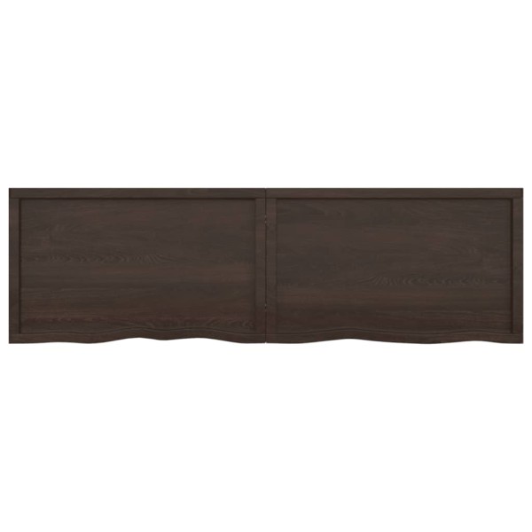 Estante pared madera roble tratada marrón oscuro 200x60x(2-4)cm Estante pared madera roble tratada marrón oscuro 200x60x(2-4)cm