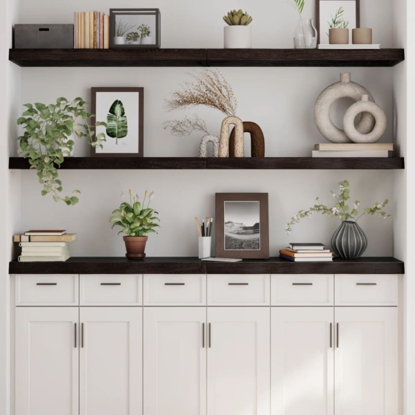 Estante pared madera roble tratada marrón oscuro 160x40x(2-6)cm Estante pared madera roble tratada marrón oscuro 160x40x(2-6)cm