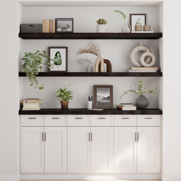 Estante pared madera roble tratada marrón oscuro 160x40x(2-6)cm Estante pared madera roble tratada marrón oscuro 160x40x(2-6)cm