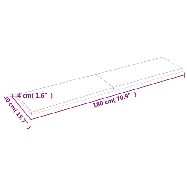 Tablero de mesa madera maciza borde natural 180x40x(2-4) cm Tablero de mesa madera maciza borde natural 180x40x(2-4) cm