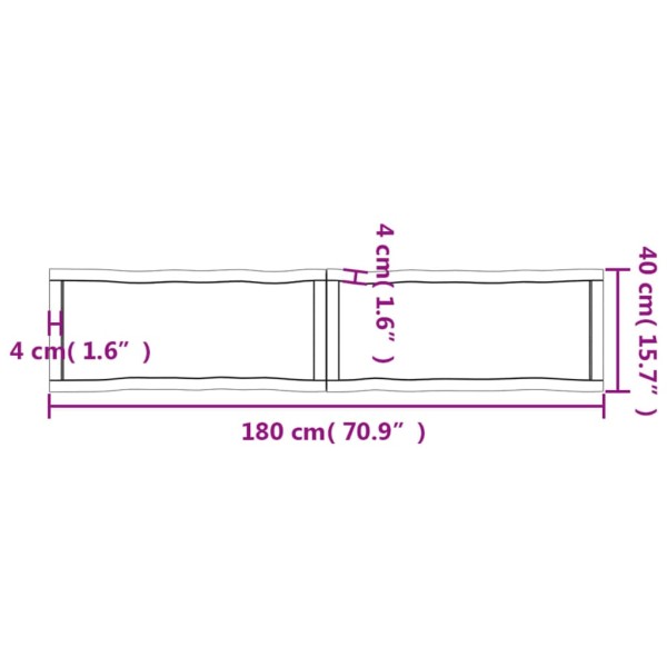 Tablero de mesa madera maciza borde natural 180x40x(2-4) cm Tablero de mesa madera maciza borde natural 180x40x(2-4) cm