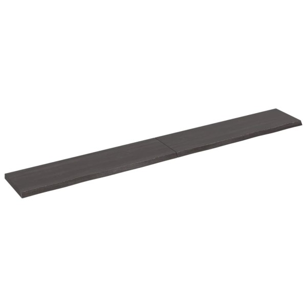 Estante pared madera roble tratada marrón oscuro 220x30x(2-4)cm Estante pared madera roble tratada marrón oscuro 220x30x(2-4)cm