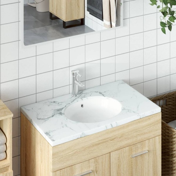 Lavabo de baño ovalado cerámica blanco 33x29x16,5 cm Lavabo de baño ovalado cerámica blanco 33x29x16,5 cm