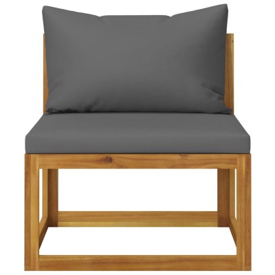 Sofá seccional central y cojín gris oscuros madera de acacia Sofá seccional central y cojín gris oscuros madera de acacia