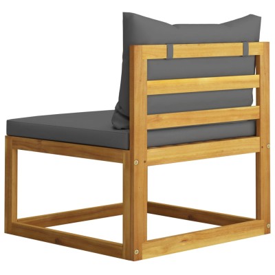 Sofá seccional central y cojín gris oscuros madera de acacia Sofá seccional central y cojín gris oscuros madera de acacia