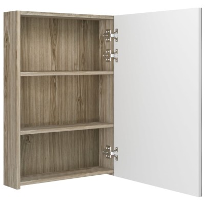 Armario de baño con espejo y LED blanco y roble 50x13x70 cm Armario de baño con espejo y LED blanco y roble 50x13x70 cm