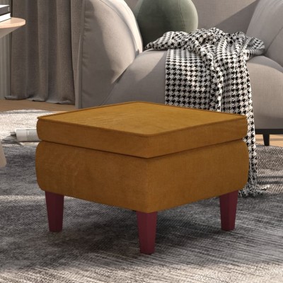 Taburete con patas de madera terciopelo marrón Taburete con patas de madera terciopelo marrón