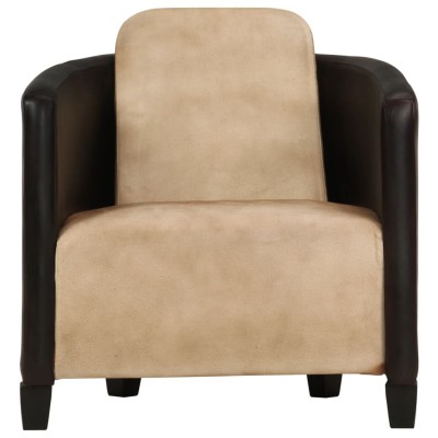 Sillón de cuero auténtico marrón canela y negro Sillón de cuero auténtico marrón canela y negro