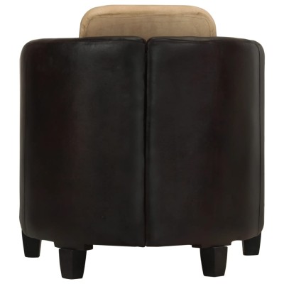 Sillón de cuero auténtico marrón canela y negro Sillón de cuero auténtico marrón canela y negro