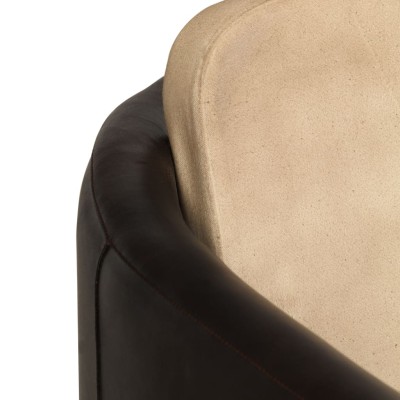 Sillón de cuero auténtico marrón canela y negro Sillón de cuero auténtico marrón canela y negro
