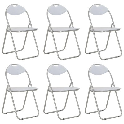 Sillas de comedor plegables 6 unidades cuero sintético blanco Sillas de comedor plegables 6 unidades cuero sintético blanco