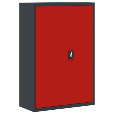 Armario archivador de acero gris antracita y rojo 90x40x140 cm Armario archivador de acero gris antracita y rojo 90x40x140 cm