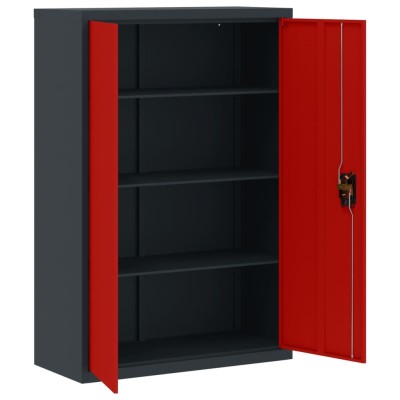 Armario archivador de acero gris antracita y rojo 90x40x140 cm Armario archivador de acero gris antracita y rojo 90x40x140 cm