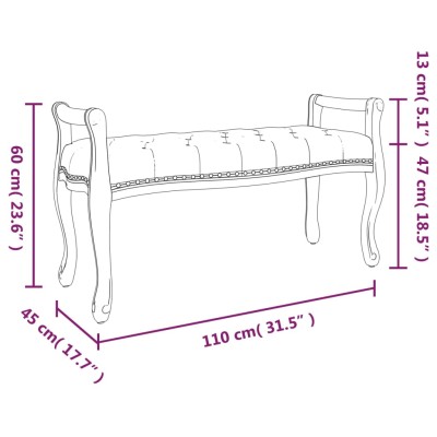 Banco de tela gris oscuro 110x45x60 cm Banco de tela gris oscuro 110x45x60 cm