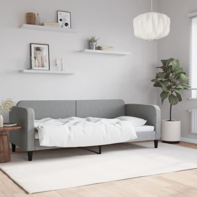 Sofá cama tela gris claro 80x200 cm