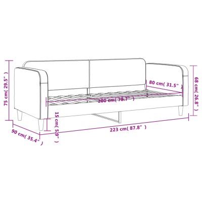 Sofá cama tela gris claro 80x200 cm