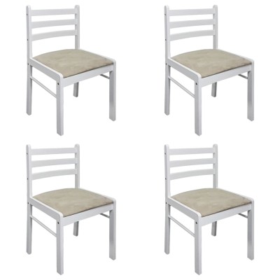 Sillas de comedor 4 uds madera maciza caucho terciopelo blanco Sillas de comedor 4 uds madera maciza caucho terciopelo blanco