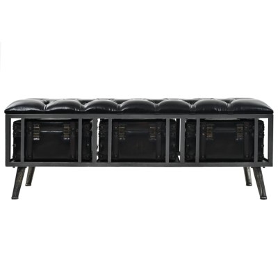 Banco de almacenamiento MDF y cuero artificial 120x41x46,5 cm Banco de almacenamiento MDF y cuero artificial 120x41x46,5 cm