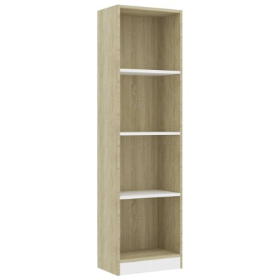 Estantería 4 niveles contrachapada blanca y Sonoma 40x24x142 cm Estantería 4 niveles contrachapada blanca y Sonoma 40x24x142 cm