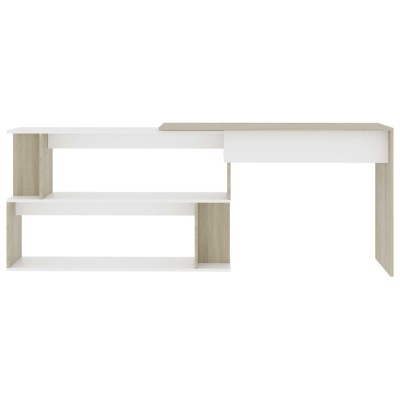 Escritorio de esquina contrachapada blanco y roble 200x50x76 cm Escritorio de esquina contrachapada blanco y roble 200x50x76 cm
