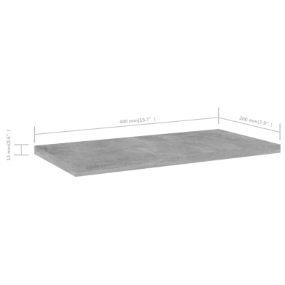 Estante estantería 4uds contrachapada gris hormigón 40x20x1,5cm Estante estantería 4uds contrachapada gris hormigón 40x20x1,5cm