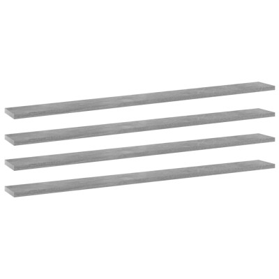 Estante para estantería 4 uds madera gris hormigón 100x10x1,5cm Estante para estantería 4 uds madera gris hormigón 100x10x1,5cm