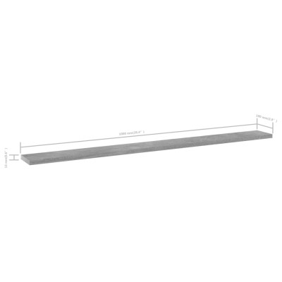 Estante para estantería 4 uds madera gris hormigón 100x10x1,5cm Estante para estantería 4 uds madera gris hormigón 100x10x1,5cm