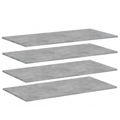 Estante para estantería 4 uds madera gris hormigón 100x50x1,5cm Estante para estantería 4 uds madera gris hormigón 100x50x1,5cm