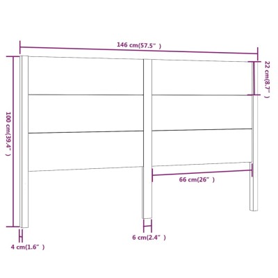 Cabecero madera maciza de pino 146x4x100 cm Cabecero madera maciza de pino 146x4x100 cm