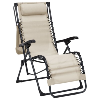 Tumbona plegable de textilene crema Tumbona plegable de textilene crema