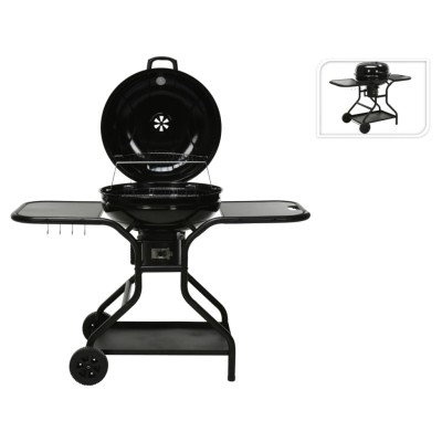 ProGarden Barbacoa sobre ruedas con mesita auxiliar negro ProGarden Barbacoa sobre ruedas con mesita auxiliar negro