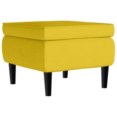 Taburete con patas de madera terciopelo amarillo Taburete con patas de madera terciopelo amarillo