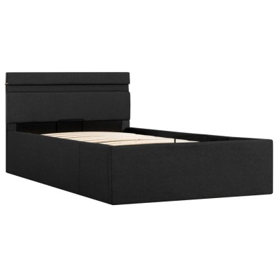 Cama canapé hidráulica almacenaje LED tela gris oscuro 90x200cm