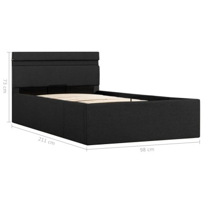 Cama canapé hidráulica almacenaje LED tela gris oscuro 90x200cm