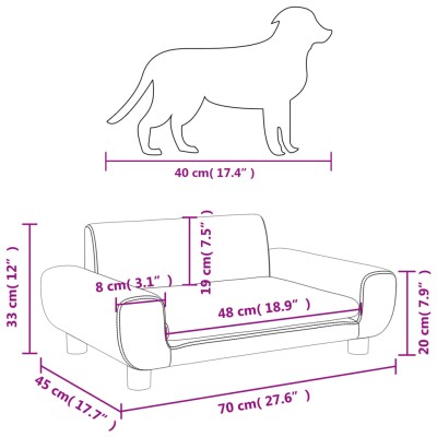 Cama para perros de terciopelo gris oscuro 70x45x33 cm Cama para perros de terciopelo gris oscuro 70x45x33 cm