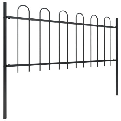 Valla de jardín con puntas de aro acero negro 15,3x0,8 m Valla de jardín con puntas de aro acero negro 15,3x0,8 m