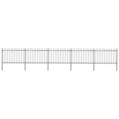 Valla de jardín con puntas de aro acero negro 8,5x1,2 m Valla de jardín con puntas de aro acero negro 8,5x1,2 m