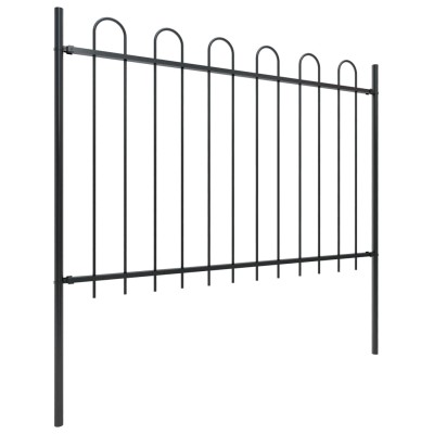 Valla de jardín con puntas de aro acero negro 8,5x1,2 m Valla de jardín con puntas de aro acero negro 8,5x1,2 m